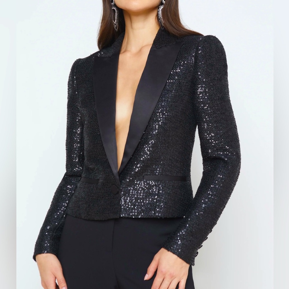 NWT L’AGENCE Scarlet tweed sequin blazer Size 00